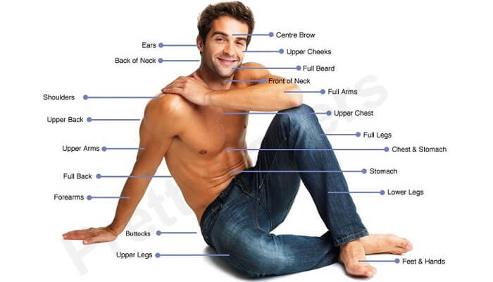 The main target areas of laser hair removal