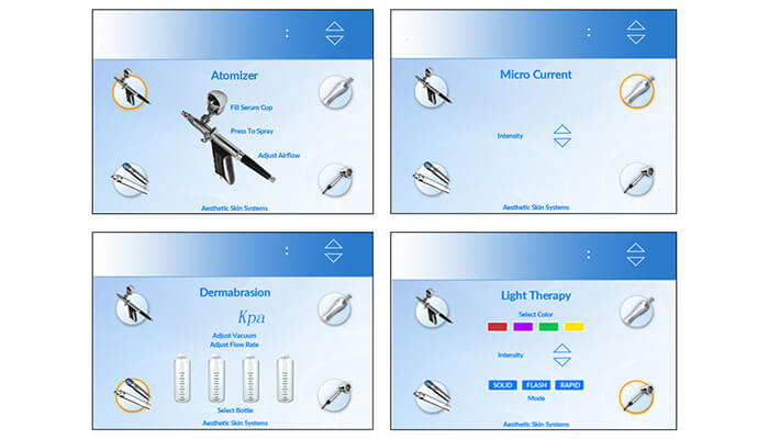 Oxygen jet peel machine's screen interface