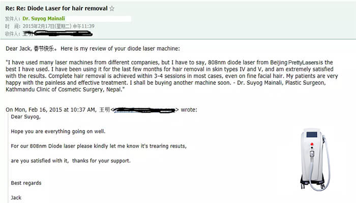 808nm diode laser hair removal mahcine feedback